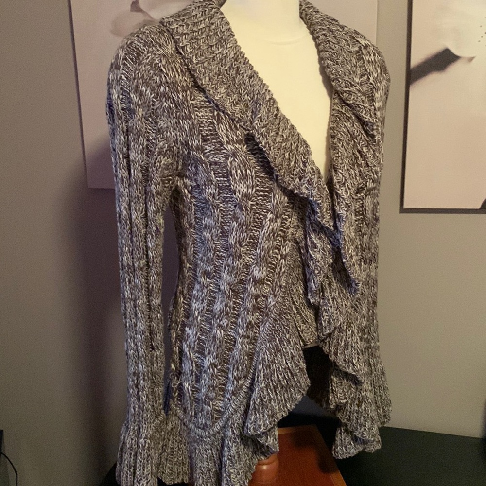INC open front cardi with bell sleeve and ruffle front ladies XL